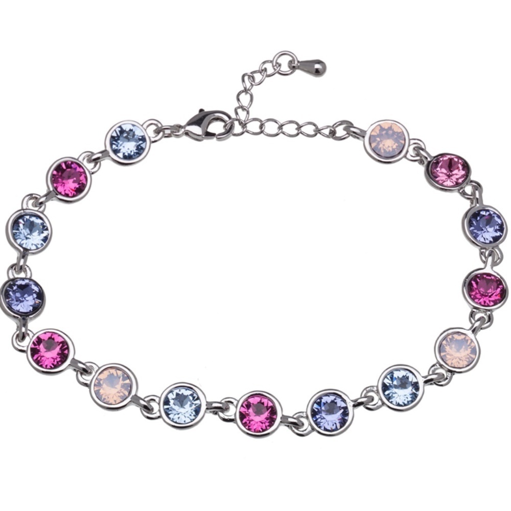 Colorful Crystal Tennis Bracelet – Made with Swarovski Crystals – Adjustable Spa